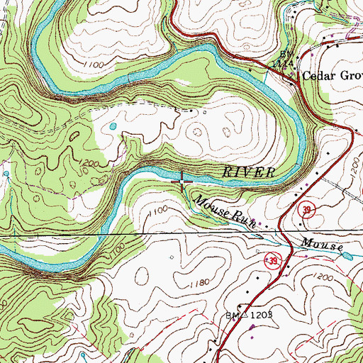 Topographic Map of Mouse Run, VA