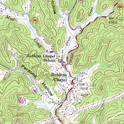 Topographic Map of Mud Creek, VA