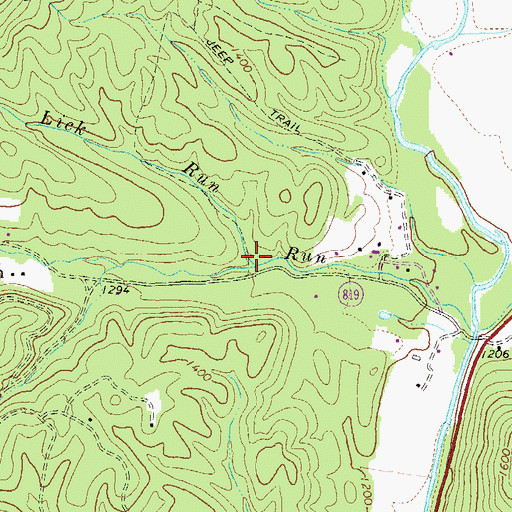 Topographic Map of Mud Lick Run, VA