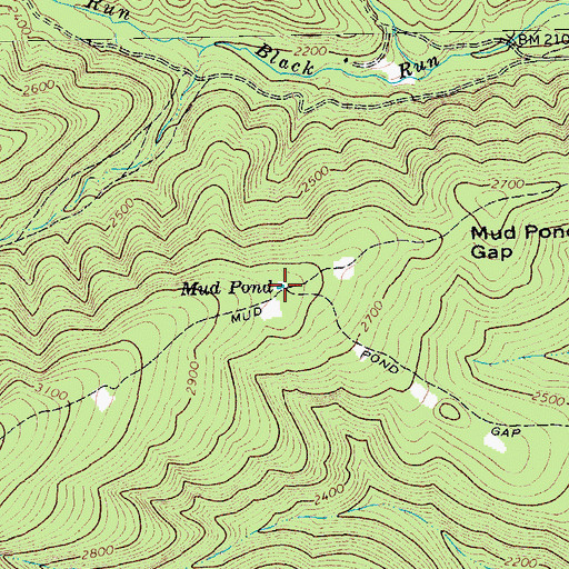 Topographic Map of Mud Pond, VA