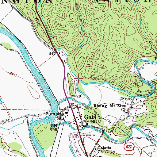 Topographic Map of Mud Run, VA