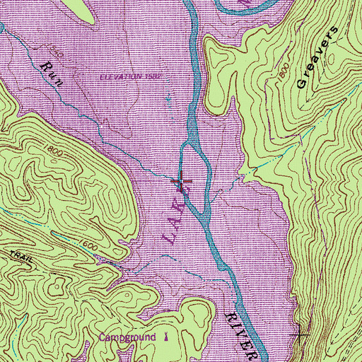 Topographic Map of Mud Run, VA