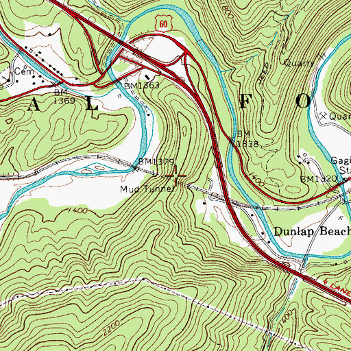 Topographic Map of Mud Tunnel, VA