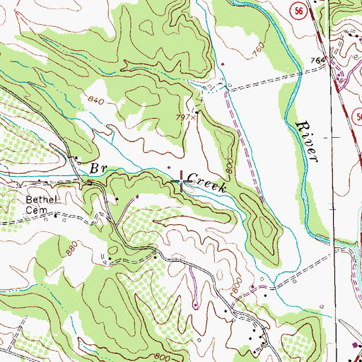 Topographic Map of Muddy Branch, VA