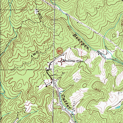 Topographic Map of Mullins Cemetery, VA