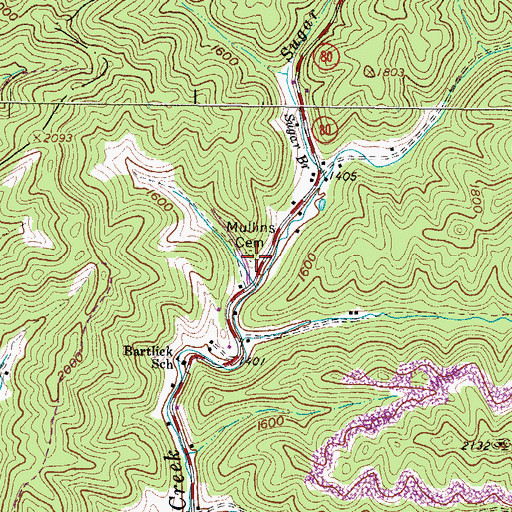 Topographic Map of Mullins Cemetery, VA