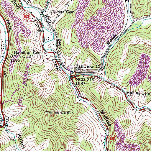 Topographic Map of Mullins Fork, VA