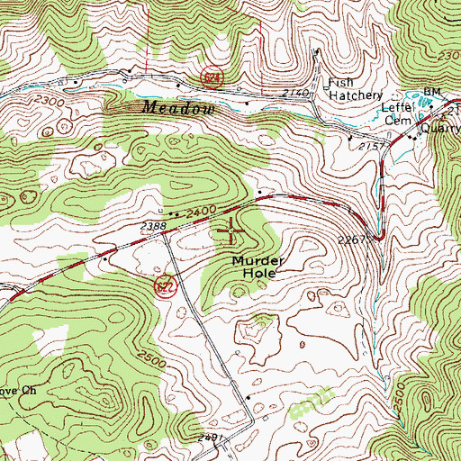 Topographic Map of Murder Hole, VA