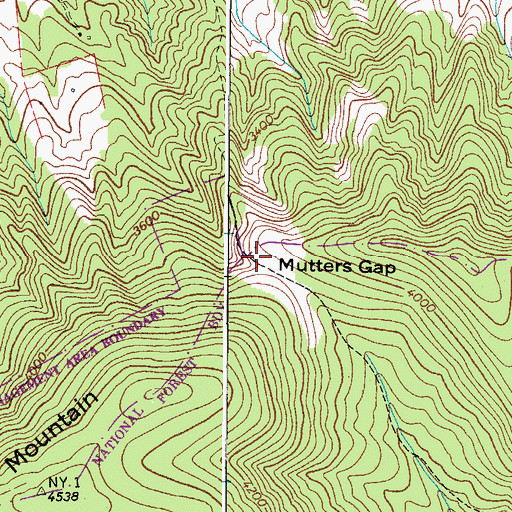 Topographic Map of Mutters Gap, VA