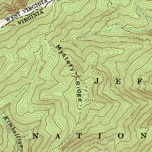 Topographic Map of Mystery Ridge, VA