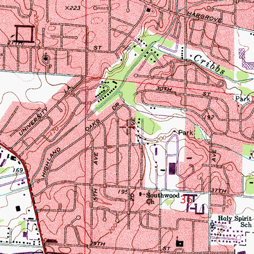 Topographic Map of South Park, AL