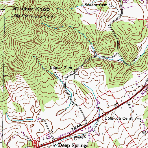Topographic Map of Napier Cemetery, VA