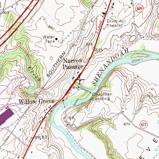 Topographic Map of Narrow Passage, VA