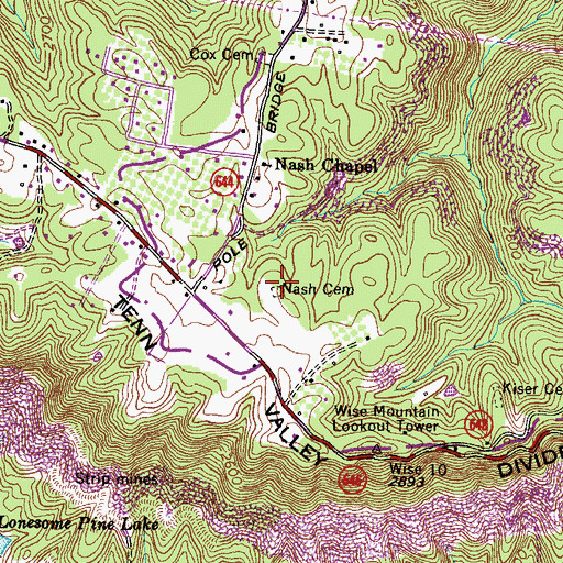 Topographic Map of Nash Cemetery, VA