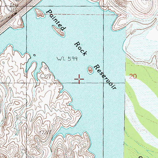 Topographic Map of Painted Rock Reservoir, AZ