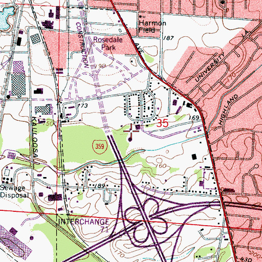 Topographic Map of South Plaza Industrial Park, AL