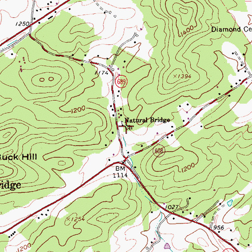Topographic Map of Natural Bridge Church, VA