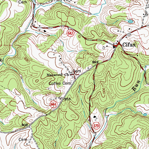 Topographic Map of Nazareth Church, VA