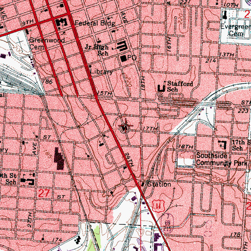 Topographic Map of Southside Baptist Church (historical), AL