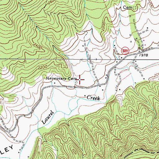 Topographic Map of Necessary Cemetery, VA