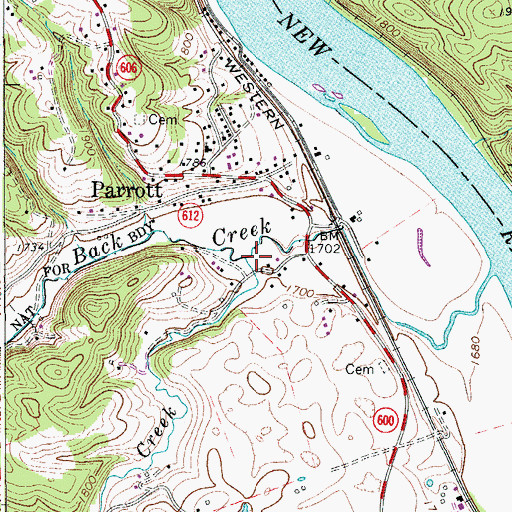 Topographic Map of Neck Creek, VA