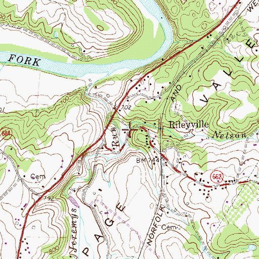 Topographic Map of Nelson Run, VA