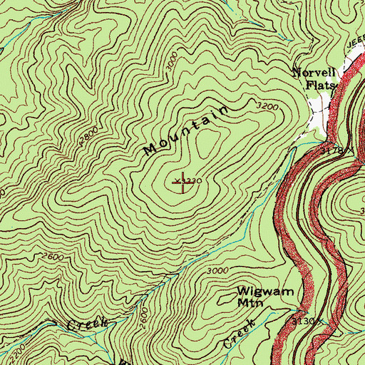 Topographic Map of Nettle Mountain, VA