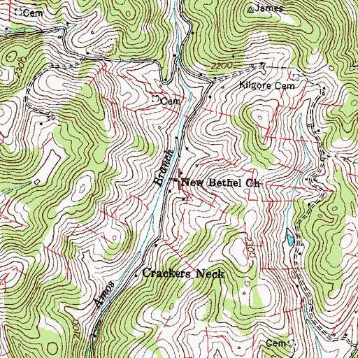 Topographic Map of New Bethel Church, VA