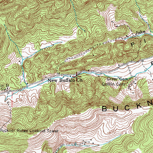 Topographic Map of New Buffalo Church, VA