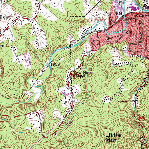 Topographic Map of New Hope Chapel, VA