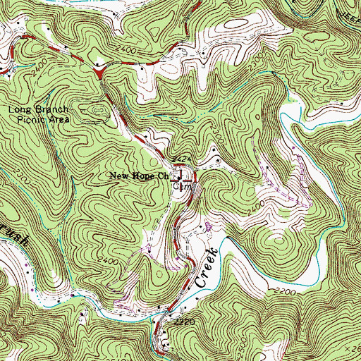Topographic Map of New Hope Church, VA
