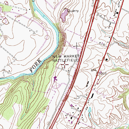 Topographic Map of New Market Battlefield, VA