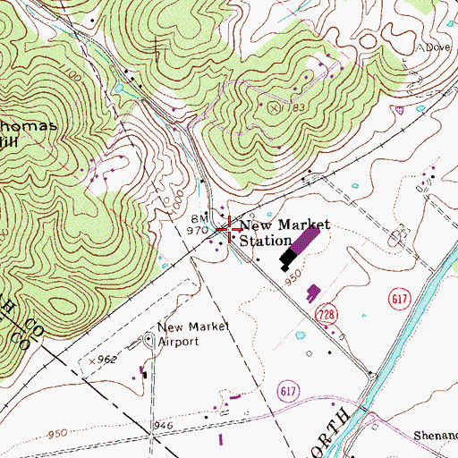 Topographic Map of New Market Station, VA
