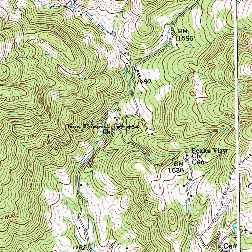 Topographic Map of New Prospect Church, VA