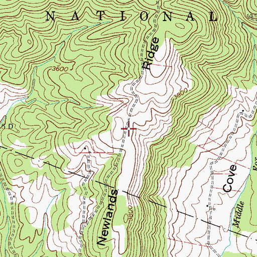 Topographic Map of Newlands Ridge, VA