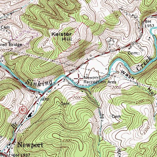 Topographic Map of Newport Recreation Area, VA