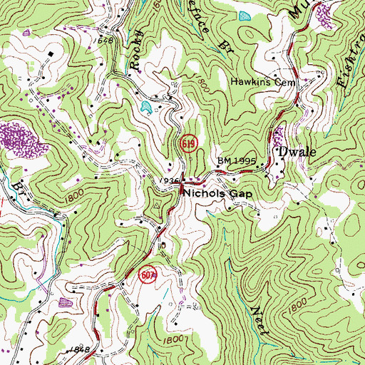 Topographic Map of Nichols Gap, VA