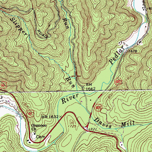 Topographic Map of Nicholson Run, VA