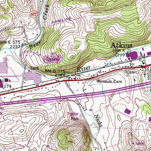 Topographic Map of Nicks Creek, VA