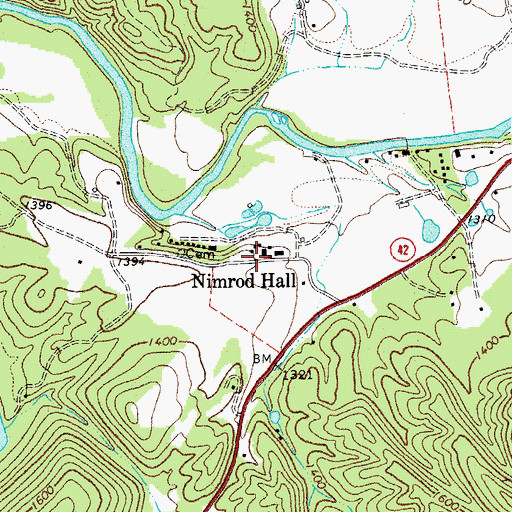 Topographic Map of Nimrod Hall, VA
