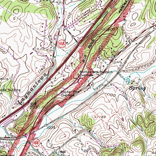 Topographic Map of Norfolk and Western Overlook, VA