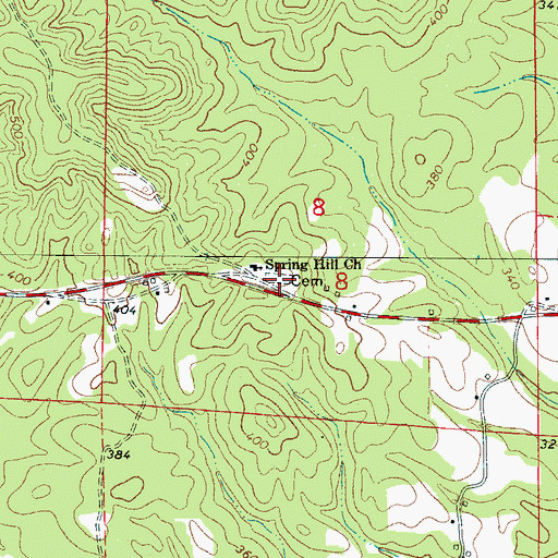 Topographic Map of Spring Hill Cemetery, AL