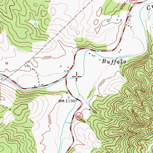 Topographic Map of North Buffalo Creek, VA