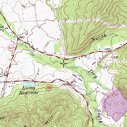 Topographic Map of North Fork Dry Run, VA