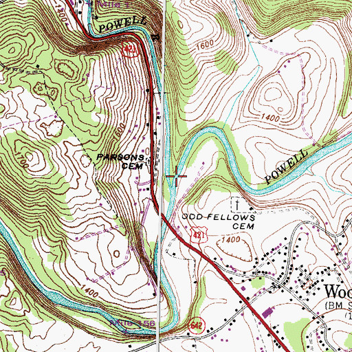 Topographic Map of North Fork Powell River, VA