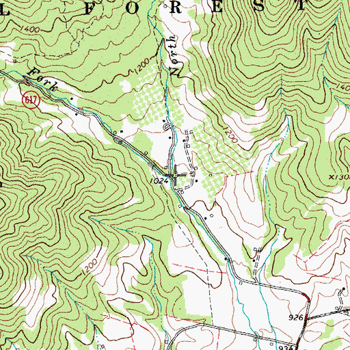 Topographic Map of North Fork Thrashers Creek, VA