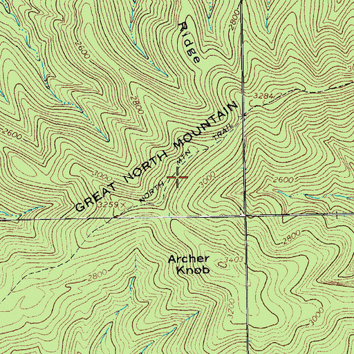 Topographic Map of North Mountain Trail, VA