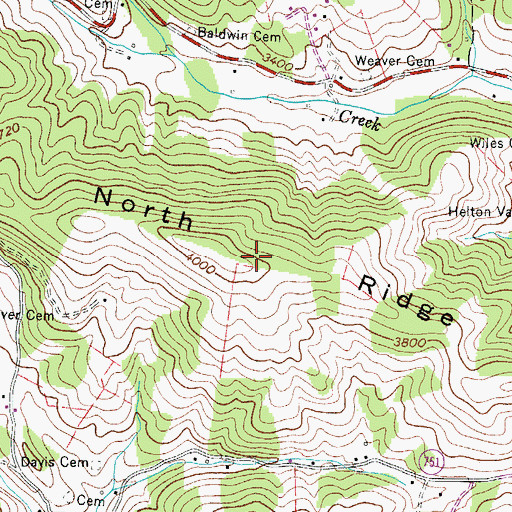 Topographic Map of North Ridge, VA