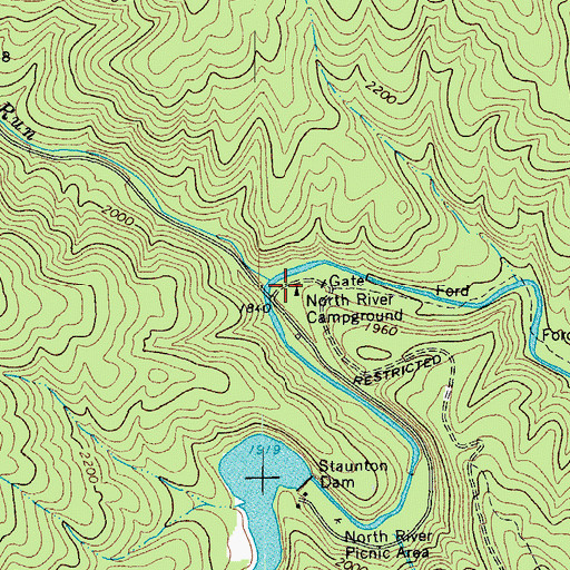 Topographic Map of North River Campground, VA