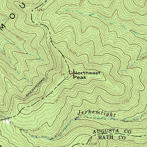 Topographic Map of Northeast Peak, VA